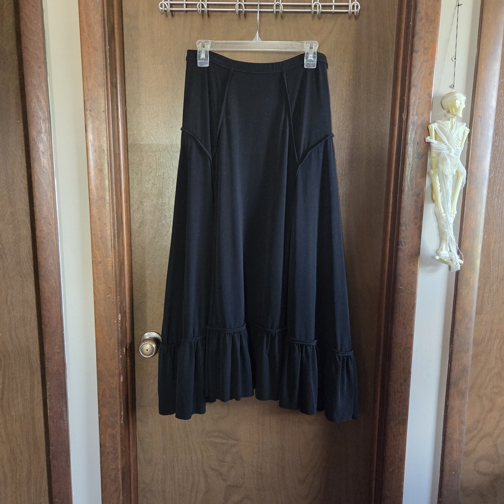 Max Studio Black Patchwork Ruffled Maxi Skirt